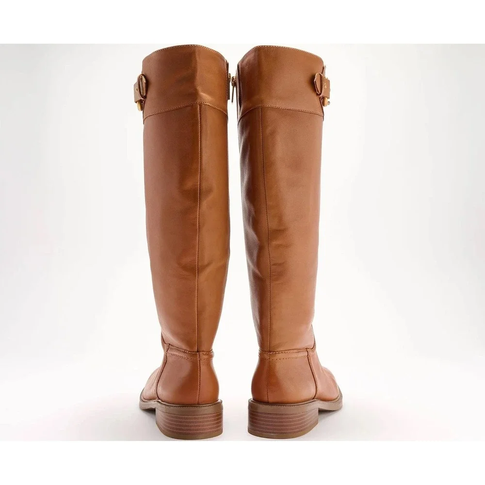 Vince Camuto VC Andalain Golden Walnut Neo Lux Burnish Riding Boots Size 8M NEW‎